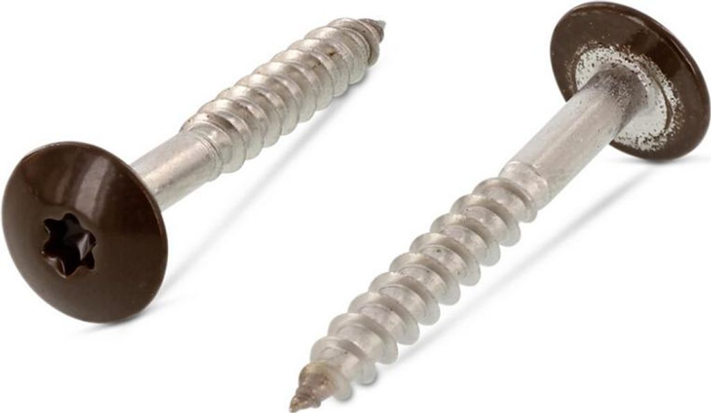 Trespo Fassadenschrauben 100 Stk. TORX Edelstahl A2 5,5 mm 45 mm RAL 8014 - Sepiabraun