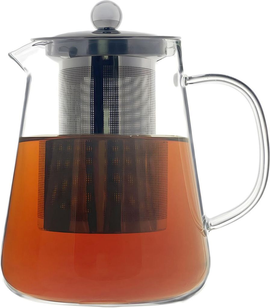 Glasteekanne 800 ml mit Edelstahlsieb – hitzebeständige Teekanne aus Glas für Tee, Kräuter und Aufgüsse – elegantes Design