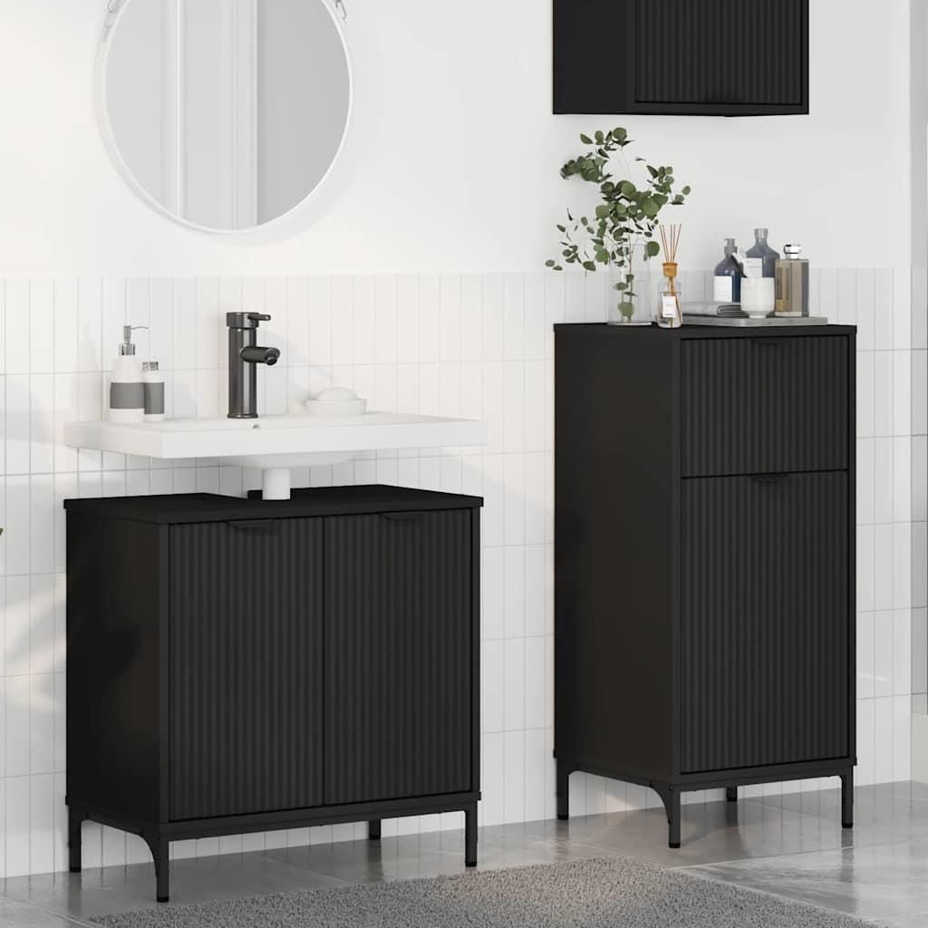 Best Möbel Badezimmermöbel Set mit Regal 2 pcs Schwarz 39,5 x 36 x 88 cm DE76095