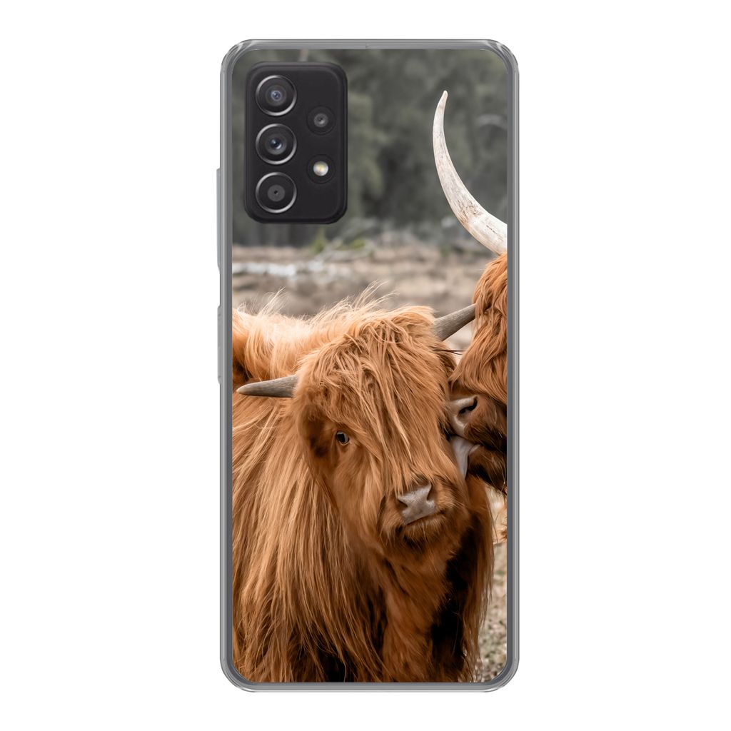 MuchoWow Handyhülle Schutzhülle Hülle für Samsung Galaxy A53 5G Schottischer Highlander - Liebe - Porträt Silikon Softcase Handy Hülle - Sc...