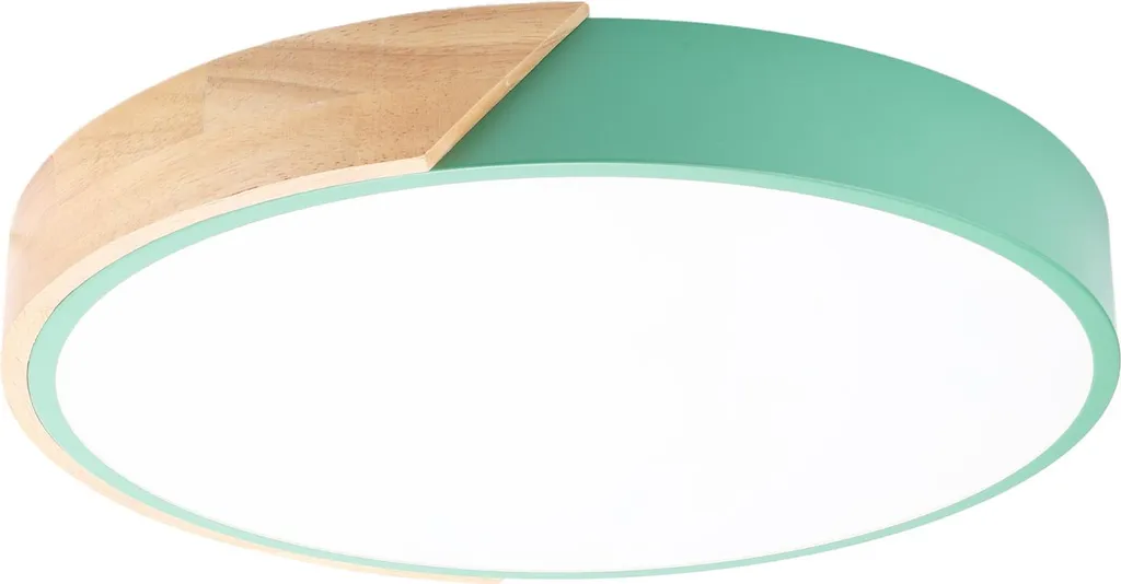 Plafoniera Design Nordico Legno e Verde 40cm - Luce LED 30W CCT 3000LM