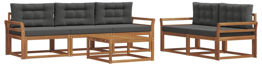 vidaXL Outdoor-Sofagarnitur mit Kissen 6 pcs Natur und Anthrazit