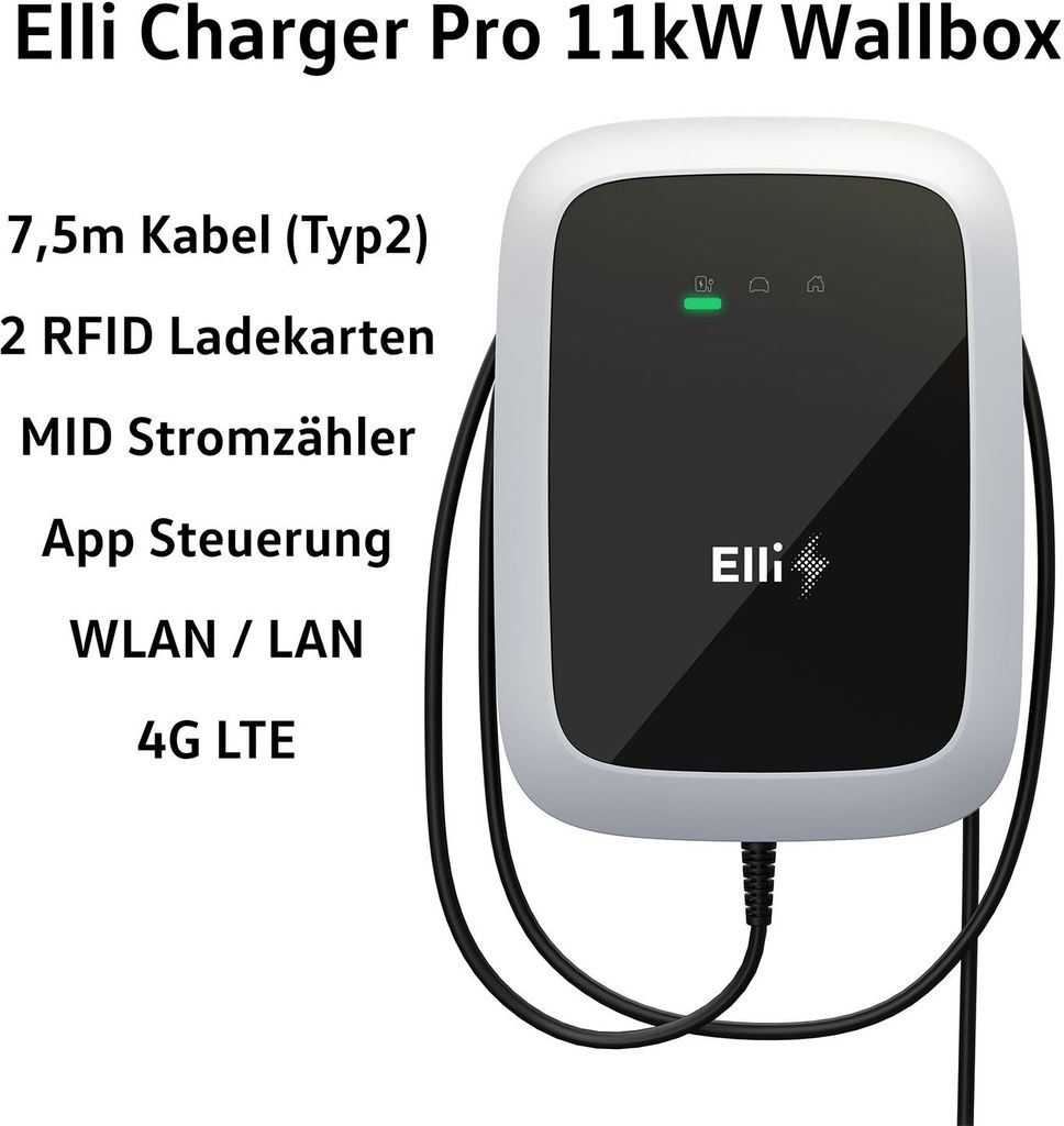 Elli Charger Pro 11kW wallbox s kabelem 7,5 m (Type2), 2x Obrázek produktu 3