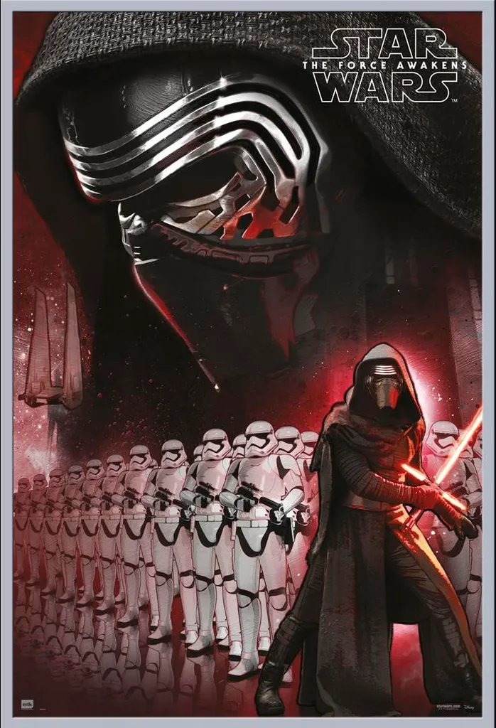 Affiche Star Wars Kylo Ren avec Cadre Argenté et Vitre Acrylique Robuste