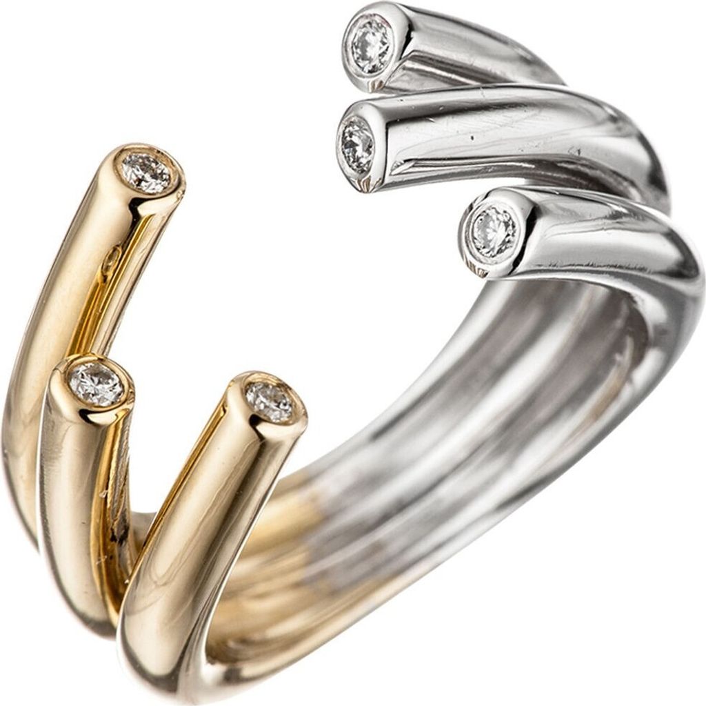 Ring Diamanten Brillanten 585 Gold gelb weiß Damen Innenumfang 54mm Ø17.2mm