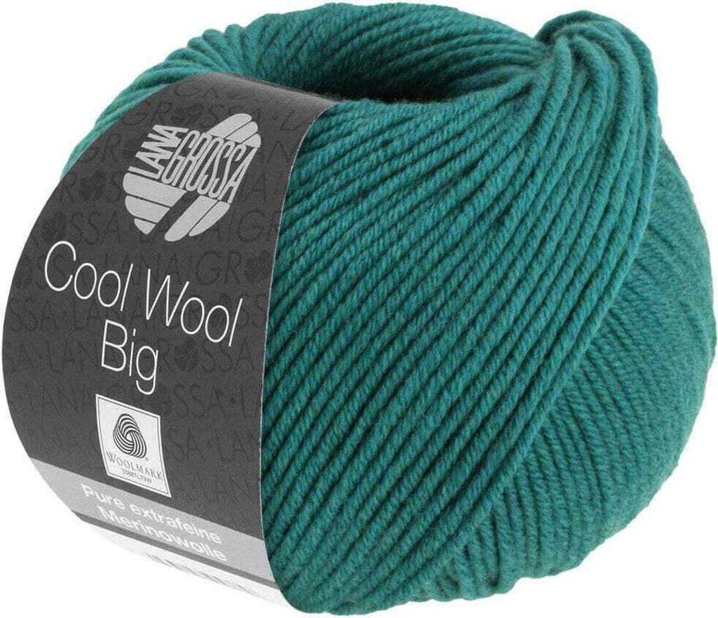 Lana Grossa COOL WOOL BIG 50 g pflegeleichtes Strickgarn aus extrafeiner Merinowolle 120 m, Farbe:1003 - Blaugrün