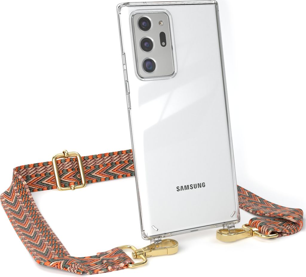 EAZY CASE Handykette - Verstellbarer Trageriemen kompatibel mit Samsung Galaxy Note 20 Ultra / Note 20 Ultra 5G, Handykordel mit transparenter Sili...