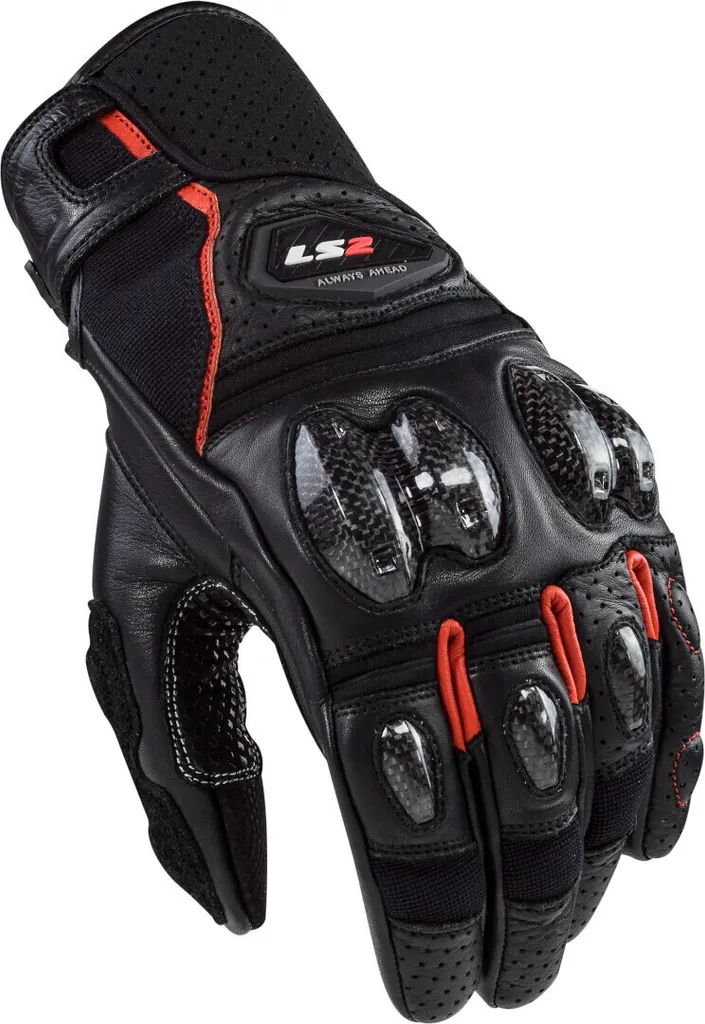 Gants moto cuir perforé LS2 Spark II Noir Rouge taille 3XL
