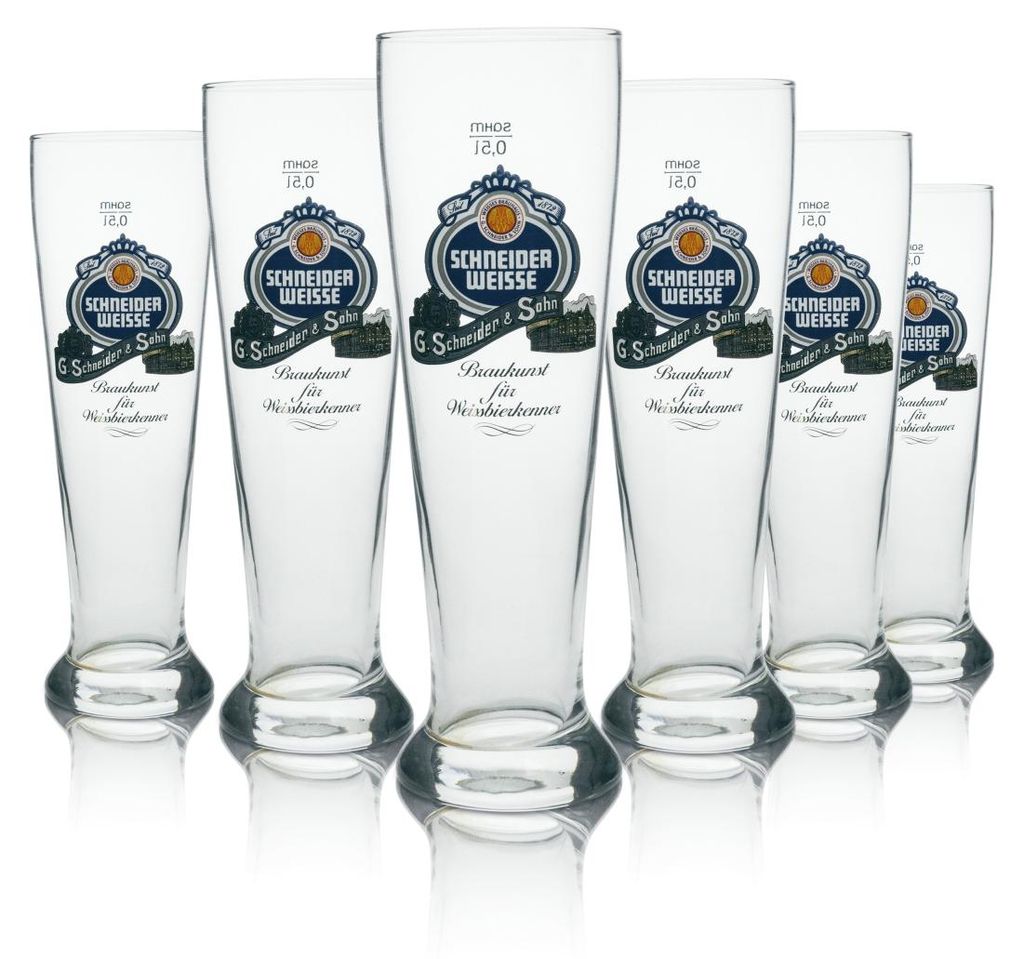 6x Schneider Weisse Bier Glas Braukunst für Weissbierkenner Produktbild 