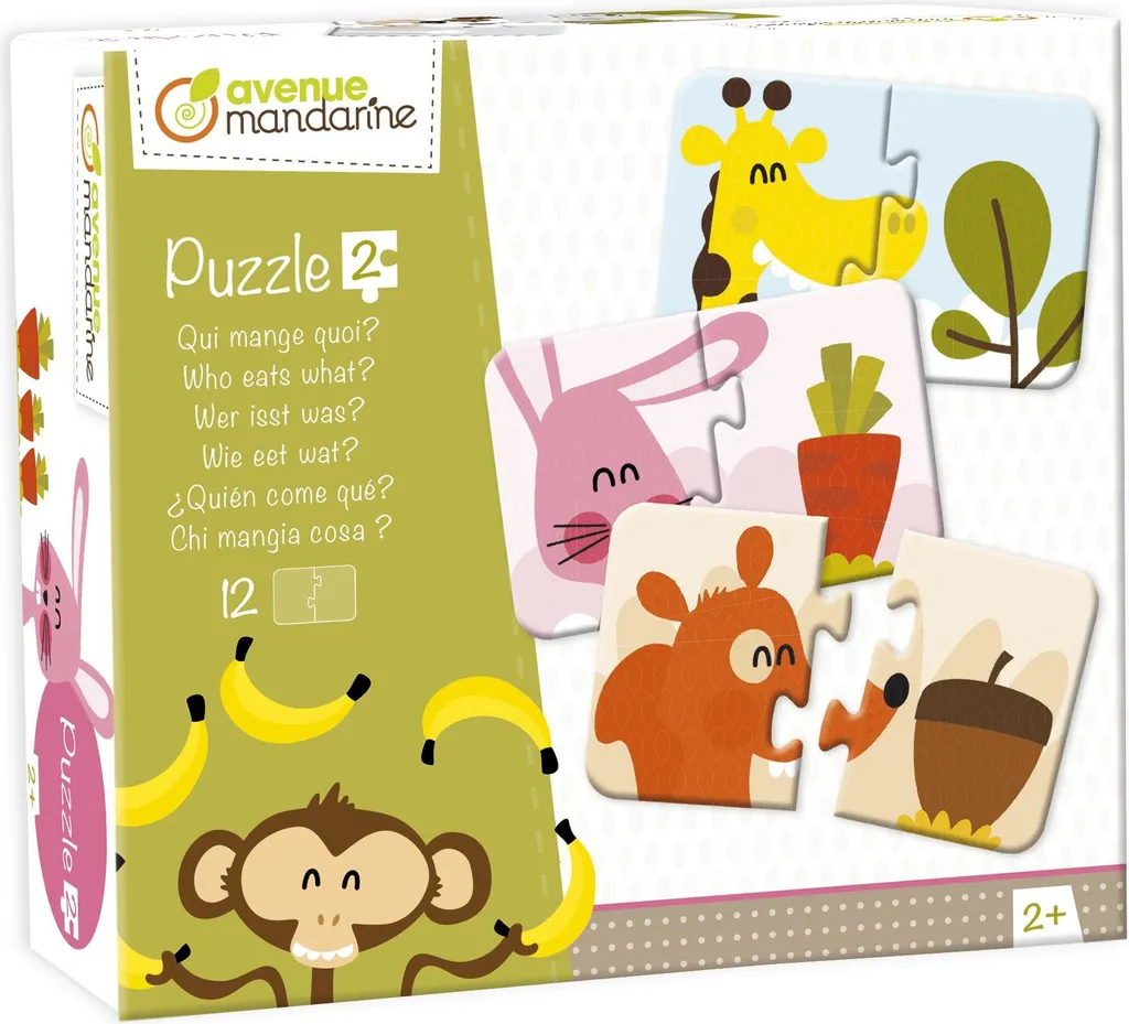 Puzzle éducatif 2 pièces pour aider l'enfant à associer les concepts