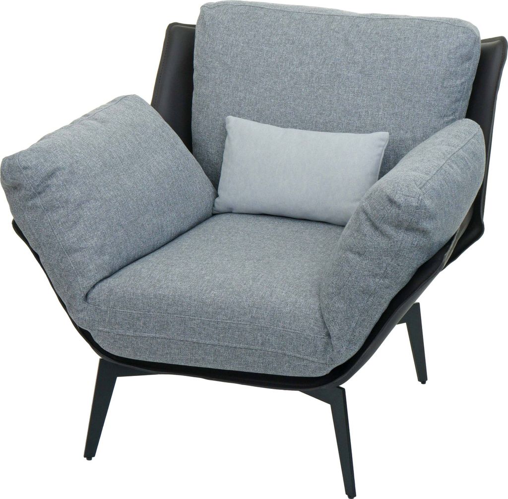 Sessel MCW-L82, Lounge-Sessel Cocktailsessel Polstersessel Relaxsessel, Kunstleder Stoff/Textil Metall schwarz