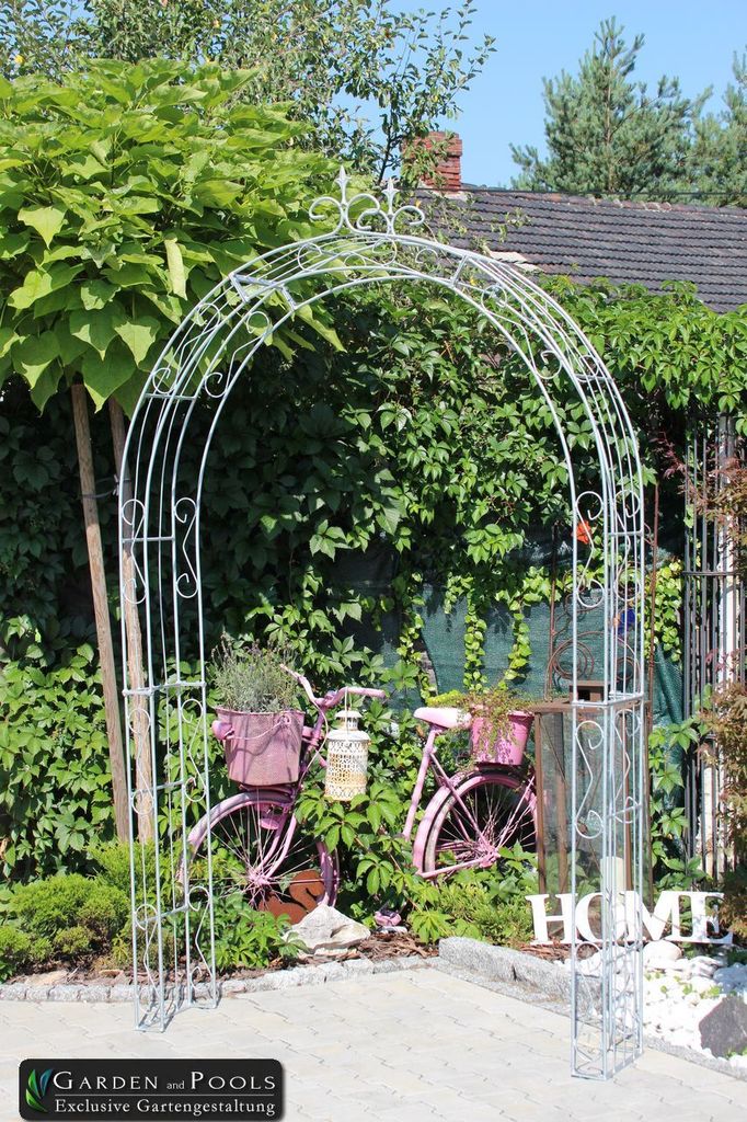 GardenAndPools Rosenbogen Paris Lilie Spitze B-2,60 m Verzinkt Pergola Metallrosenbogen Gartenbogen Rosensäule Rose Arches Arco da Giardino
