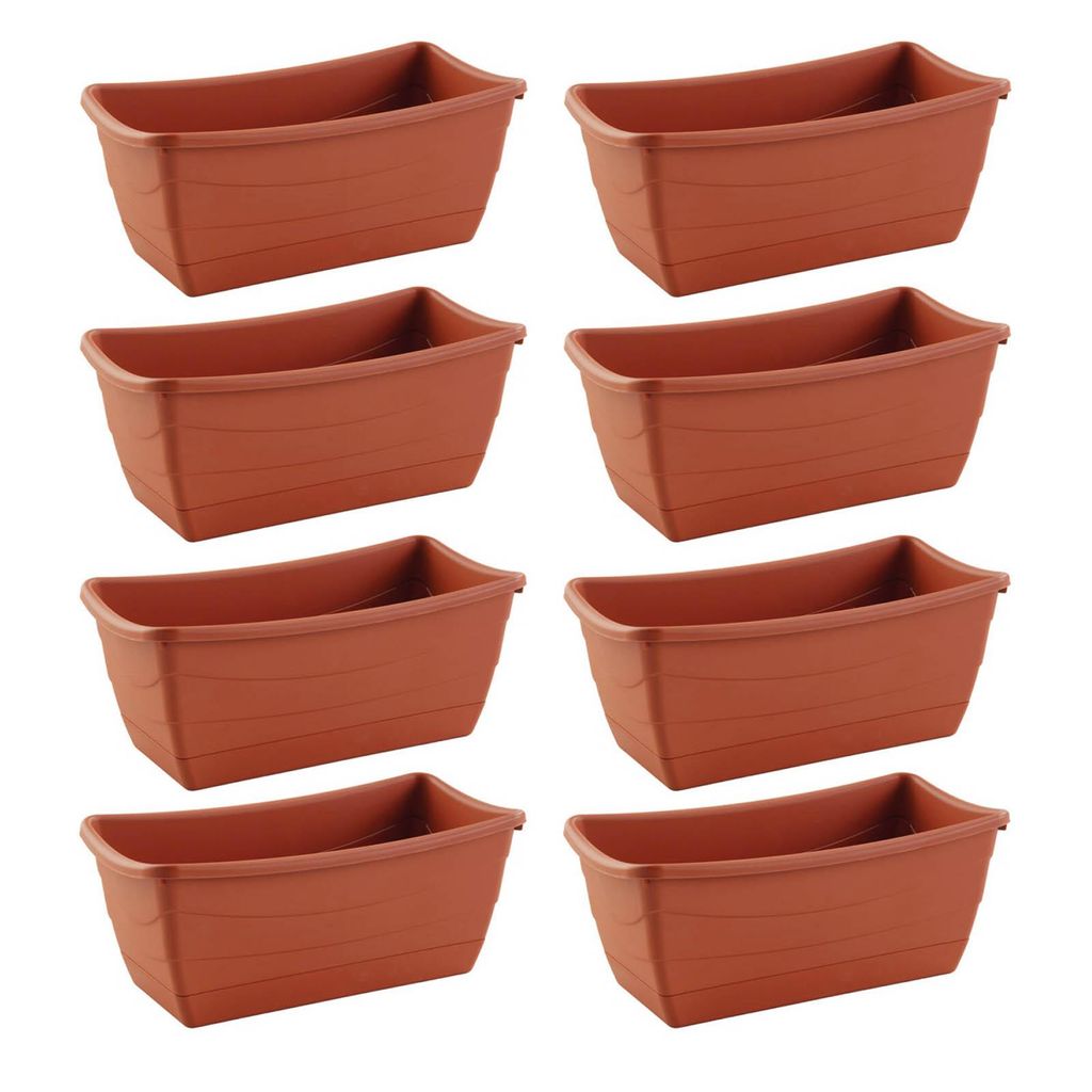 8x Pflanzschale Eckig aus Kunststoff Terracotta 26 x 13 cm Blumenkasten Blumentopf Pflanzentopf Pflanzgefäß