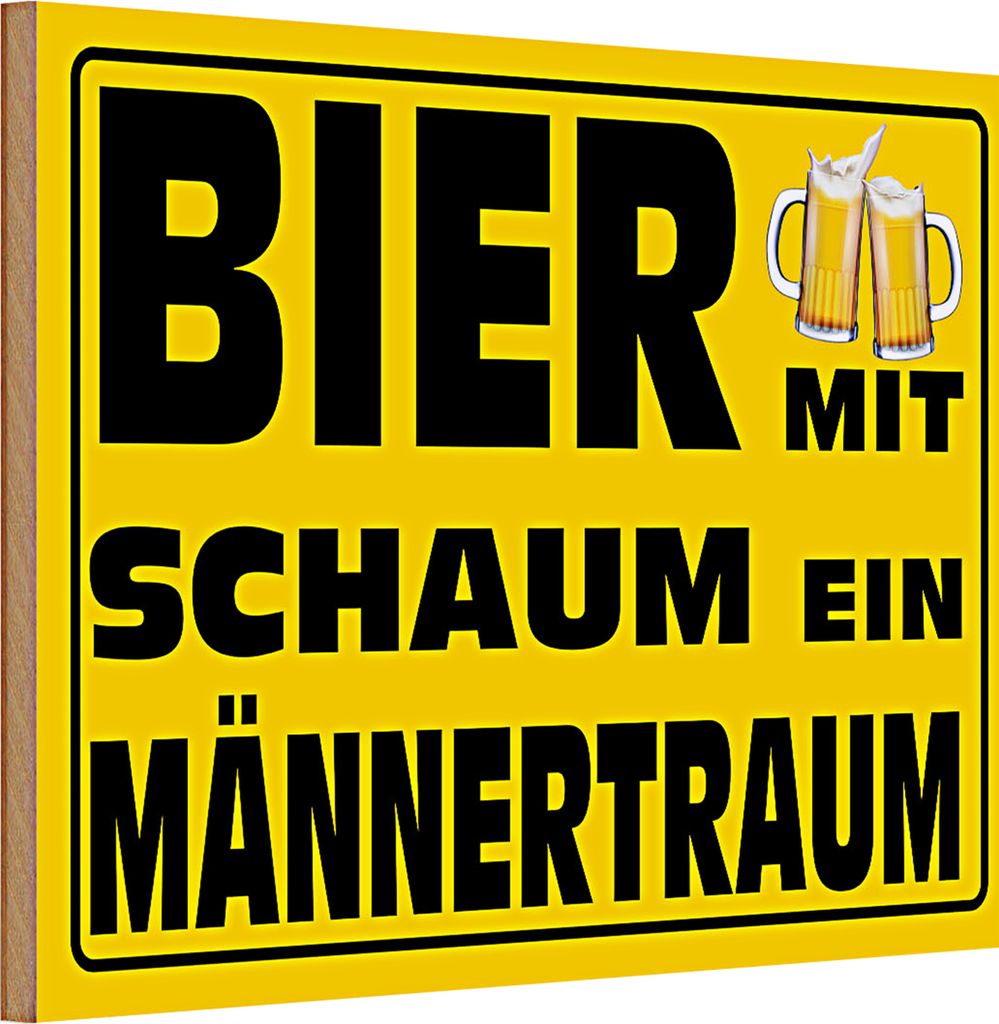 Holzschild Spruch 30x20cm Bier mit Schaum ein Männertraum