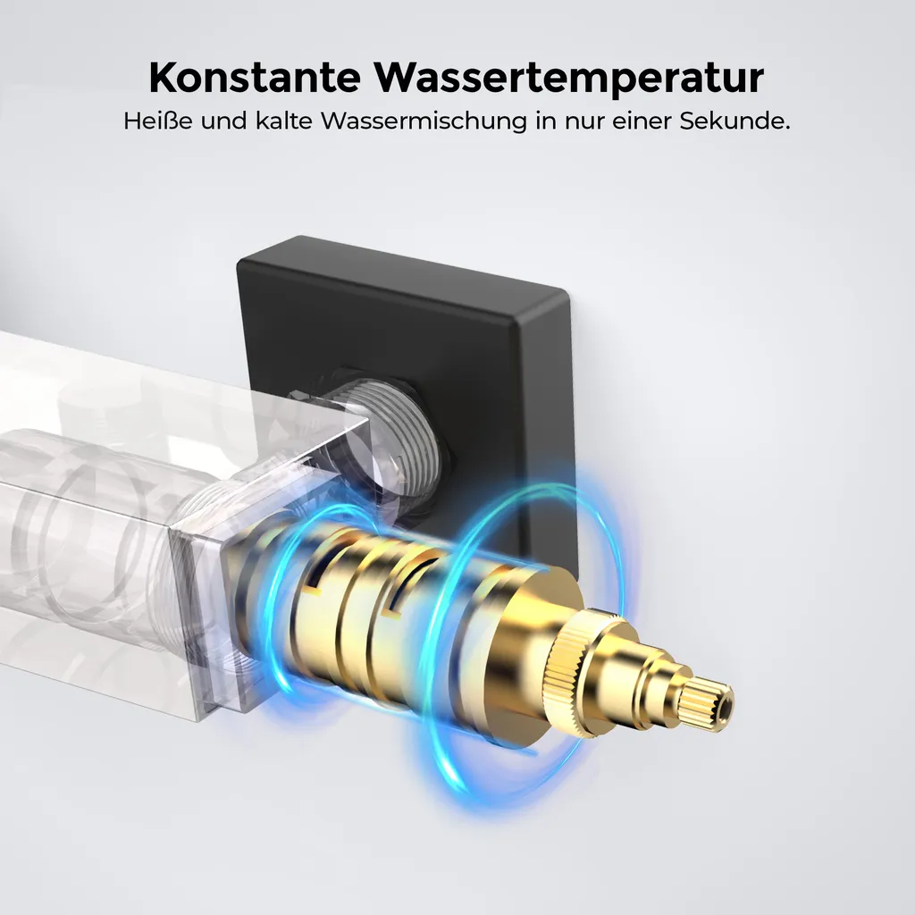 Colonne de douche Heilmetz thermostatique noir mat avec pluie carrée 20cm - 9