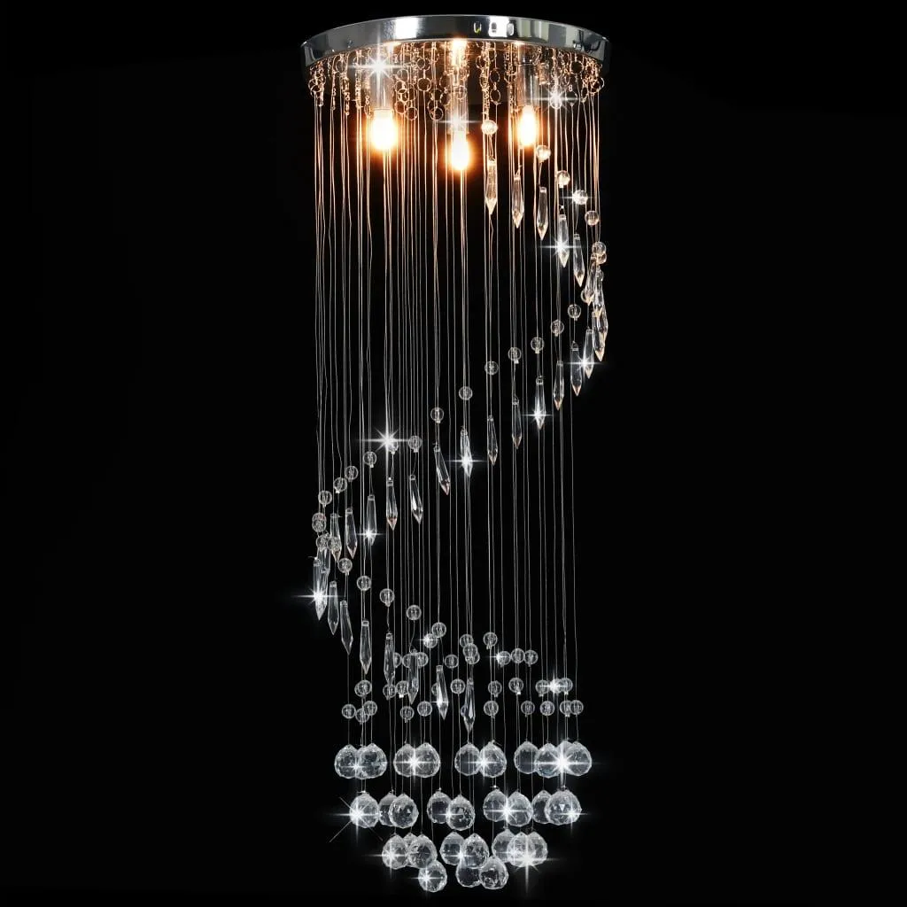 Lustre Plafonnier Cristal Argenté Spirale G9 avec Effets de Lumière Chic