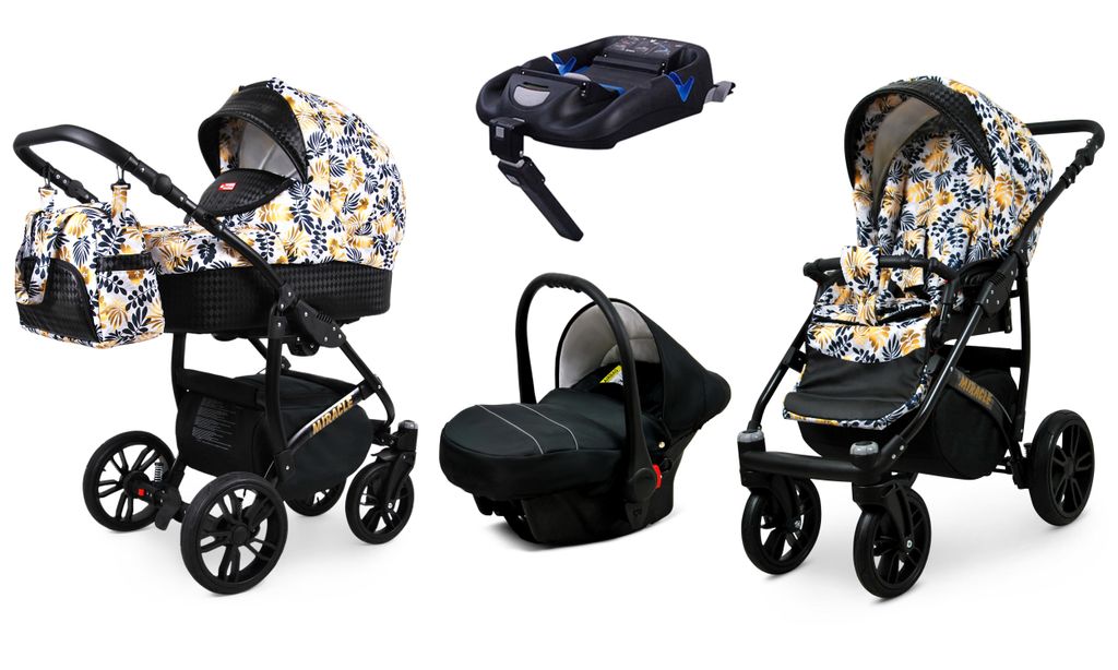 BabyLux Miracle | 4in1 Kinderwagen Set | Gold Leaf | Kombikinderwagen | Kinderwagenset