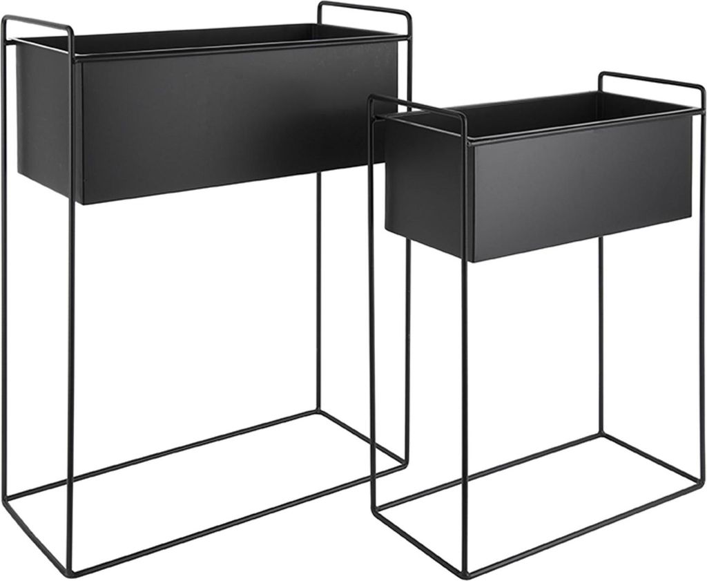 Present Time - Blumentopfset Essence - Schwarz - 51x24x65cm & 43x19,5x55cm