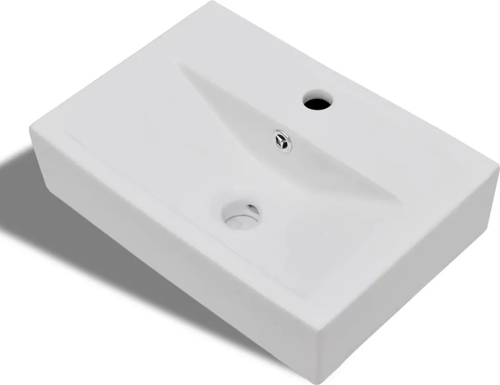 Lavabo de salle de bain rectangulaire en céramique blanche de 60 cm