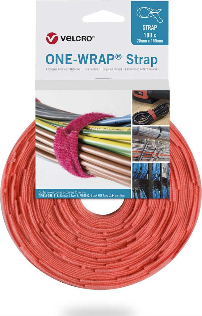 VELCRO One Wrap Strap 20mm x 330mm, 100 Stück, orange