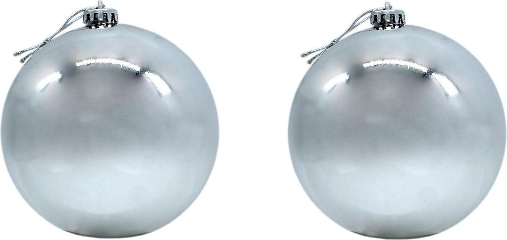Weihnachts-Kugel XXL Ø 15cm - 2 Stück silber glänzend Produktbild 
