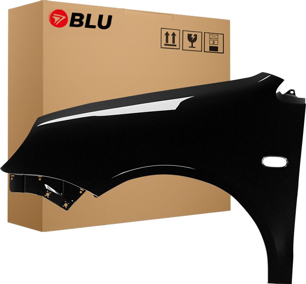 BLU Kotflügel Passend für VW Volkswagen Polo 9N IV 4 LC9Z Links Schwarz BlackMagic | 2001-2005 | Vorderseite Vorne | Lackiert | Einbaufertig