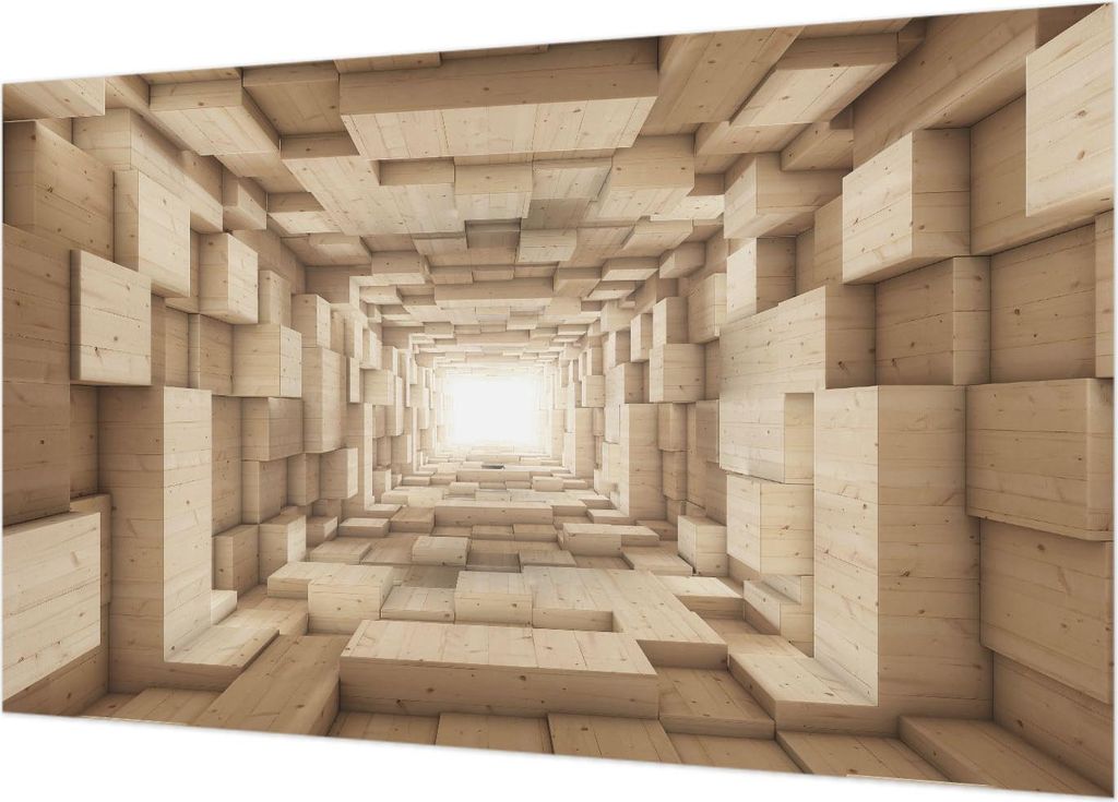 Fototapete - Wandbilder für Wohnzimmer - 416x254 - Dekorative Wandfolie - Modernes Design für Wanddekoration - Tapeten für Innenräume - Holztunnel