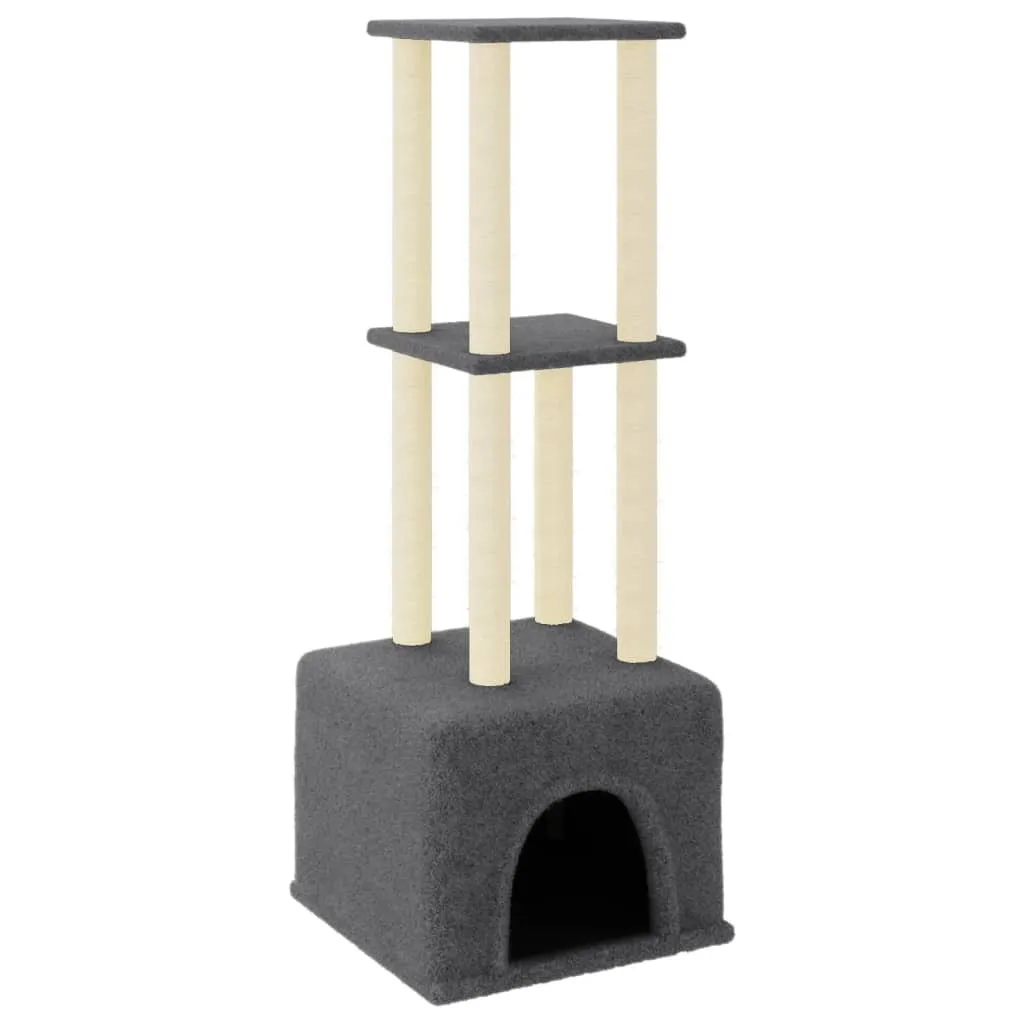 vidaXL Graffiatoio in Sisal Grigio Scuro 133,5 cm - Tiragraffi Robusto Gatti