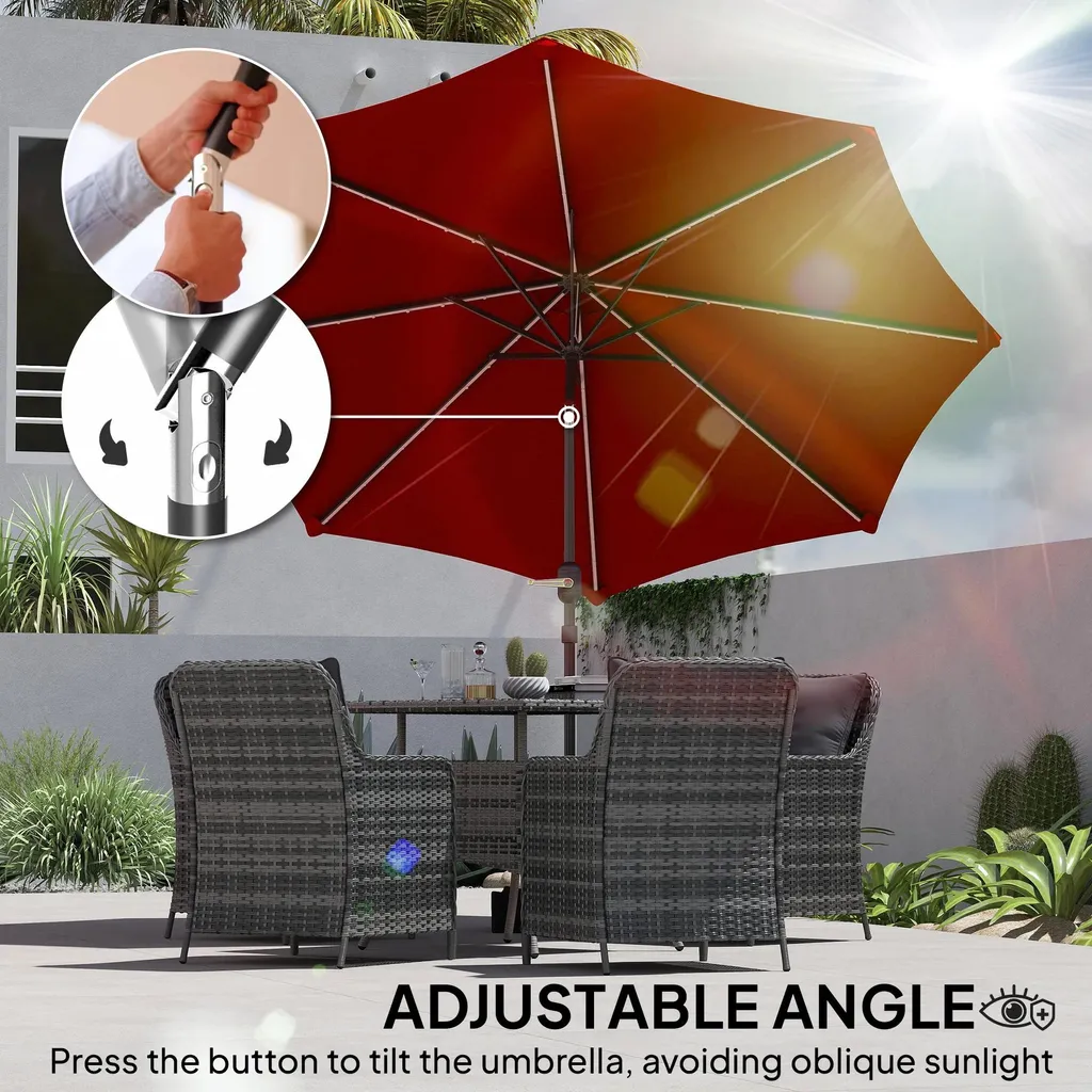 Parasol Inclinable Bordeaux Ø 292 cm - Hauteur 252 cm - Structure Acier
