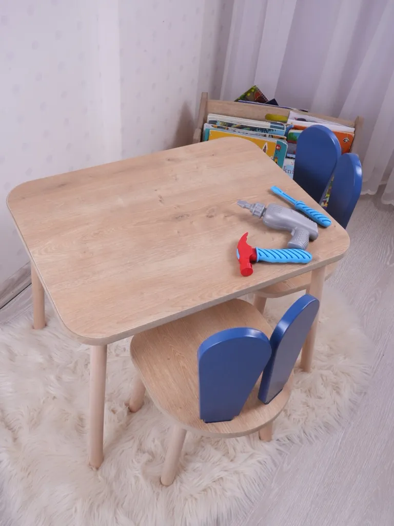 Tavolo e Sedia Bambini Skye Decor Bunny One Blu 50x45x60cm MDF - 2