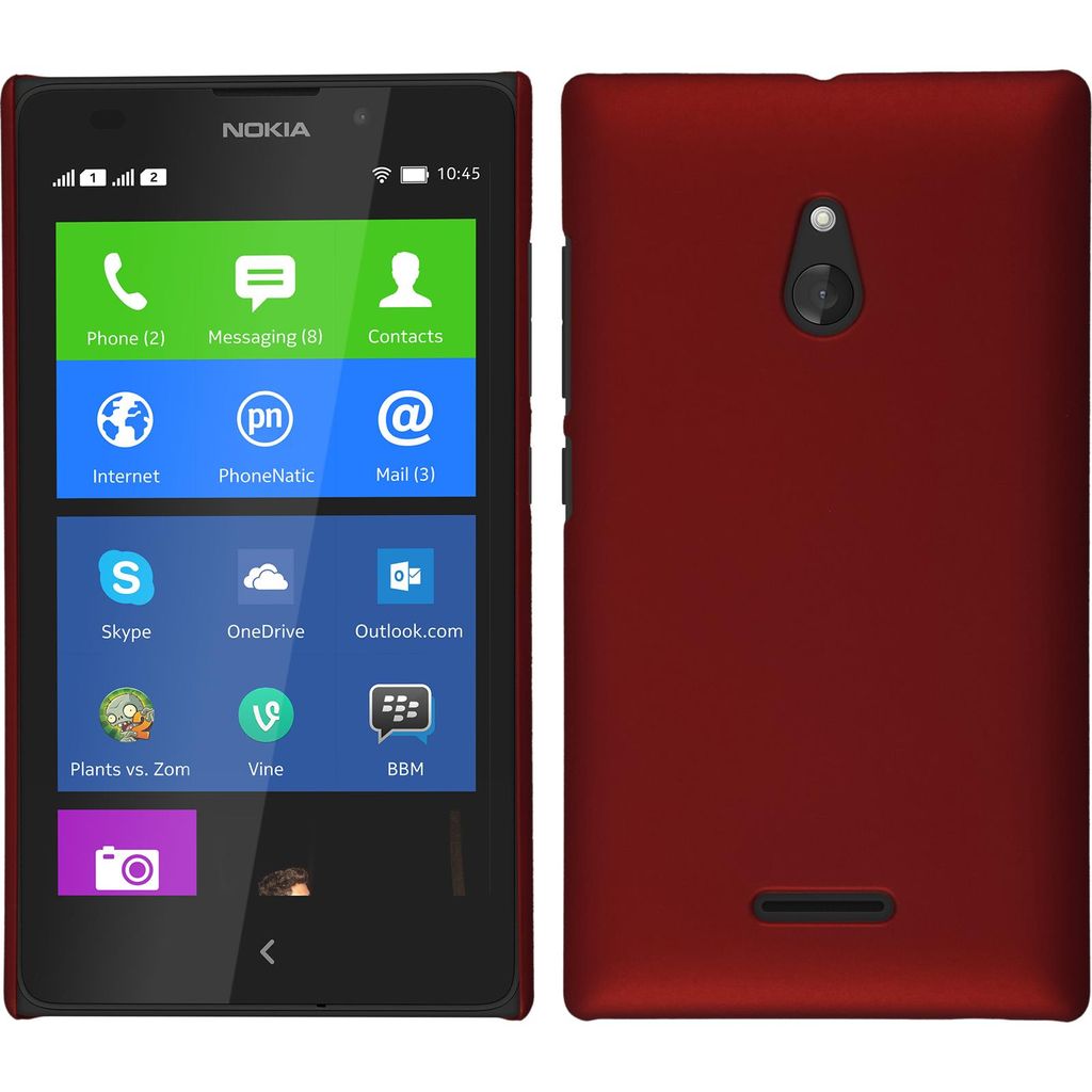 PhoneNatic Case kompatibel mit Nokia XL - Hülle rot gummiert Hard-case + 2 Schutzfolien