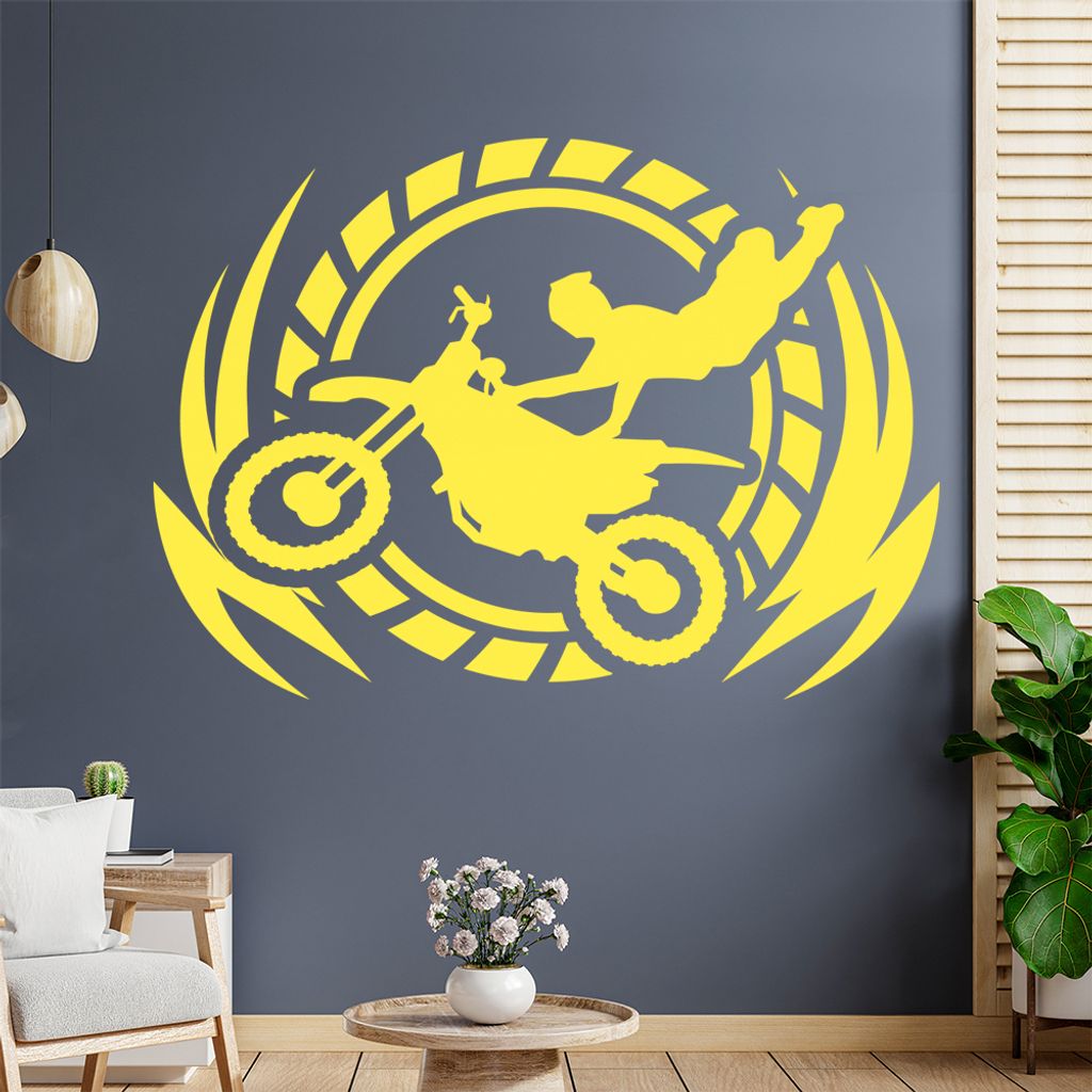 Motocross Stunt Wandtattoo Wandaufkleber Wall Sticker - Dekoration, Küche, Wohnzimmer, Schlafzimmer, Badezimmer