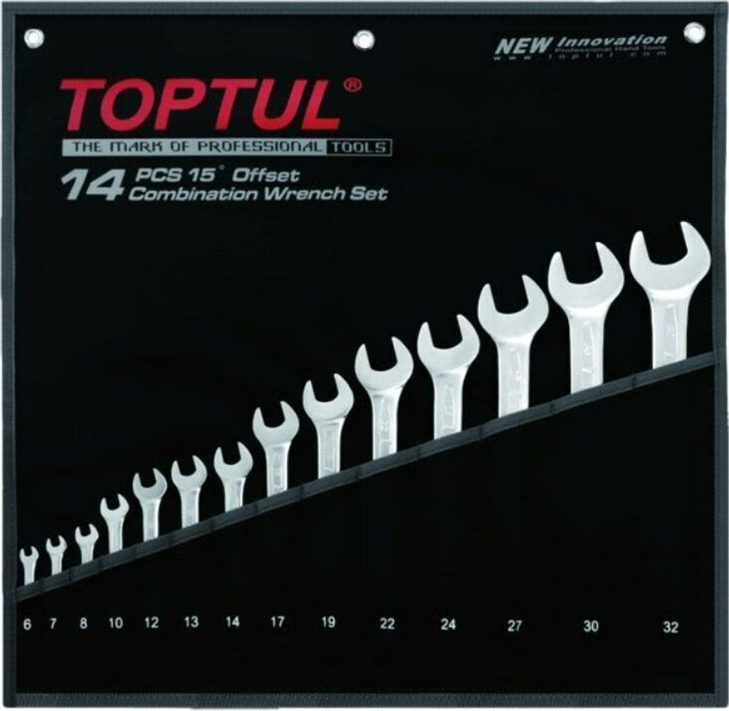 TOPTUL Ring- / Gabelschlüsselsatz GPAB1406 Chrom-Vanadium-Stahl 3.7kg