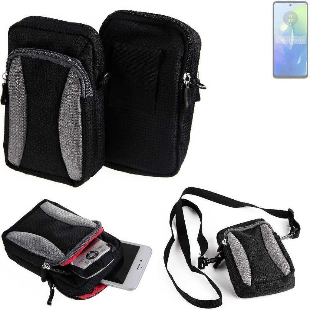 K-S-Trade Holster Schutz Hülle kompatibel mit Motorola G04s Handy Hülle Gürteltasche Umhängetasche mit Zusatzfach schwarz