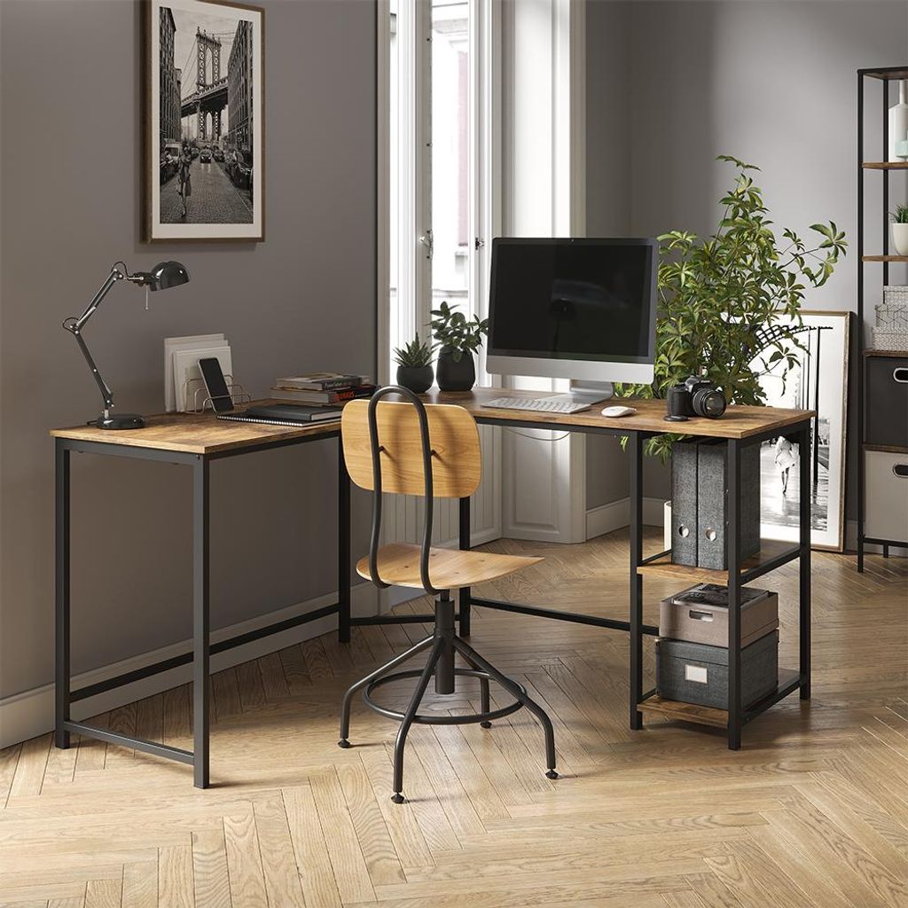Eckschreibtisch Vicco Fyrk Antikholz 138 x 50 cm, Model 34111
