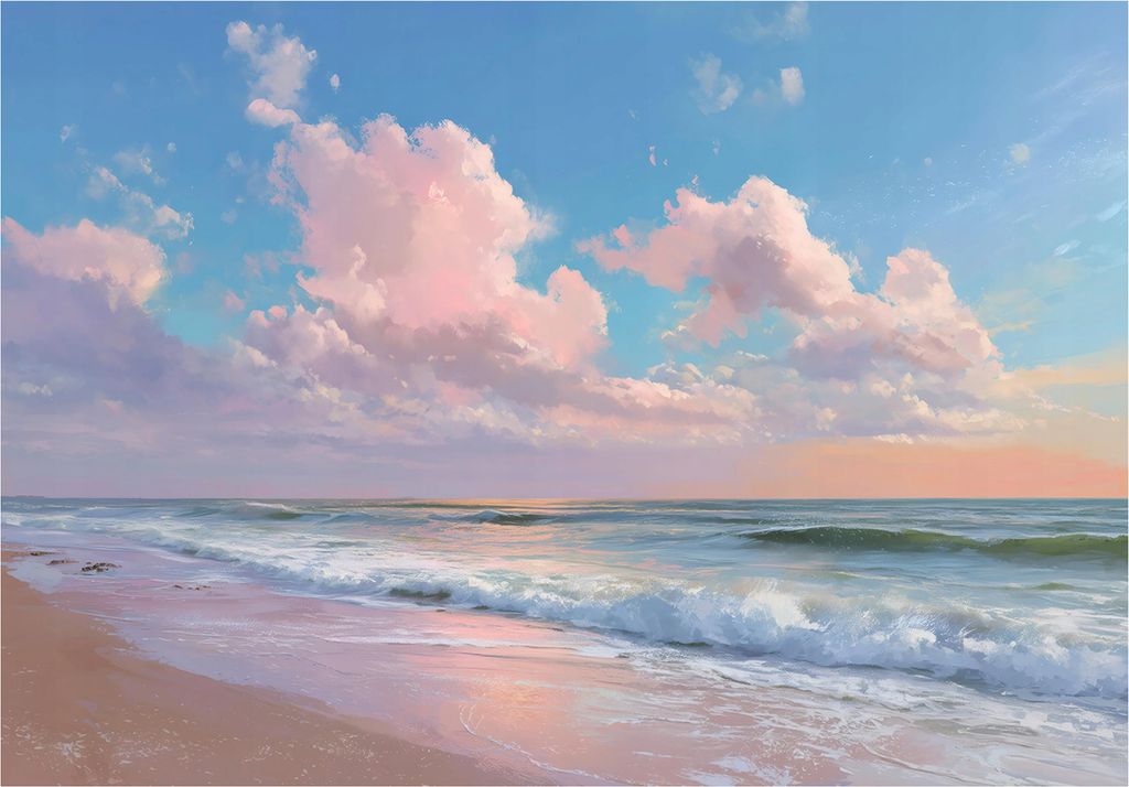 Fototapete Strand Meer Natur - 350x250 cm - Vliestapete Wohnzimmer Schlafzimmer - Vlies Fototapete Blau - 16326VX7
