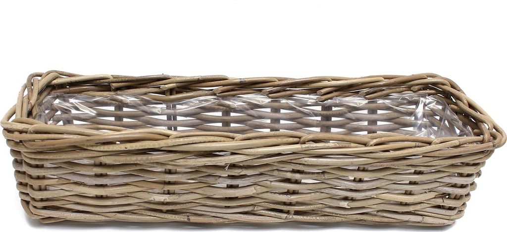 Pflanzkasten "Rattan", Groß, Koboo-Grey, mit Folie Produktbild 