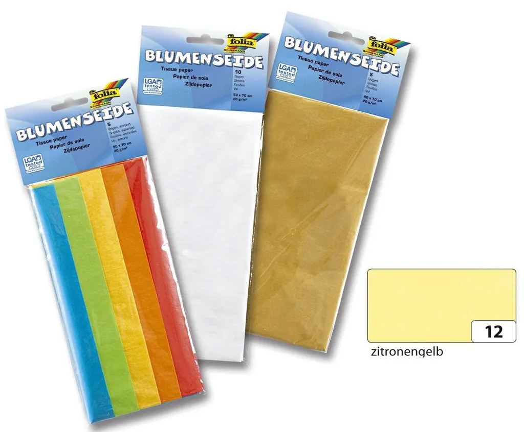 Folia 90012 Seta Floreale Giallo Limone 50x70 cm 26 Fogli per Hobby