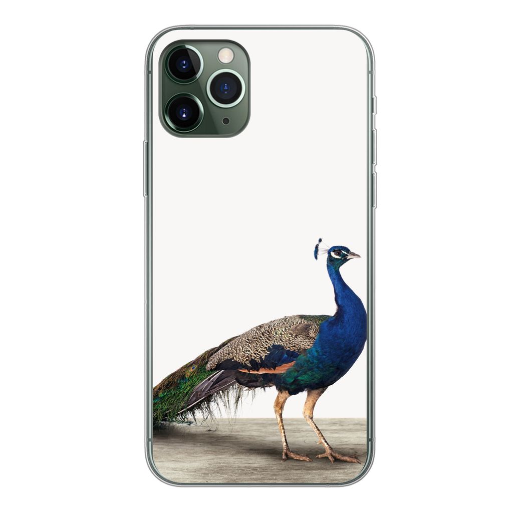 MuchoWow Handyhülle Schutzhülle Hülle für iPhone 11 Pro Pfau - Federn - Vogel - Kinder - Jungen - Mädchen Silikon Softcase Handy Hülle - Handy