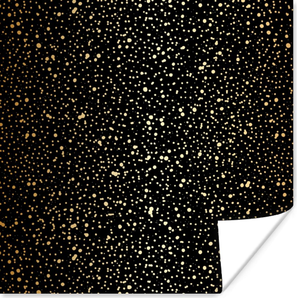 MuchoWow Poster Gold - Schwarz - Tupfen - Muster 100x100 cm - Babyzimmer