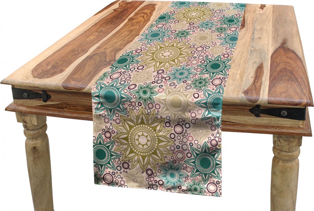 ABAKUHAUS Mandala Tischläufer, Oriental Blumenmuster, Esszimmer Küche Rechteckiger Dekorativer Tischläufer, 40 x 225 cm, Mehrfarbig