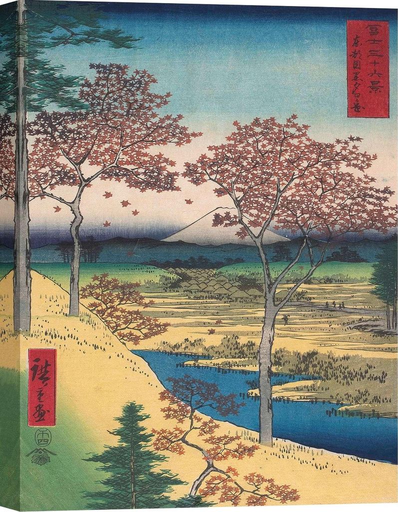 Japanischer Leinwandbilder - Ando Hiroshige - Der Hügel der Dämmerung von Meguro in der östlichen Hauptstadt - 100x70 cm