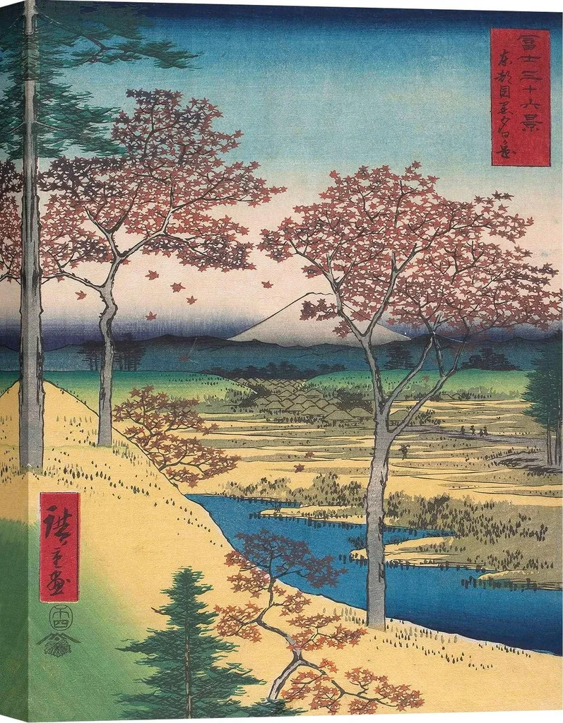 Tableau Japonais Zen pour Ambiance Bureau Hiroshige Meguro 70x50 cm
