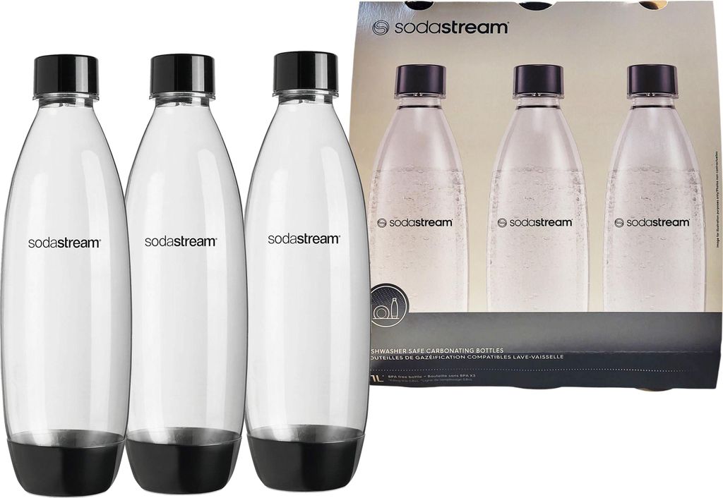 Bouteille SodaStream 1L pack de 3 blanc noir compatible BPA Image du produit 