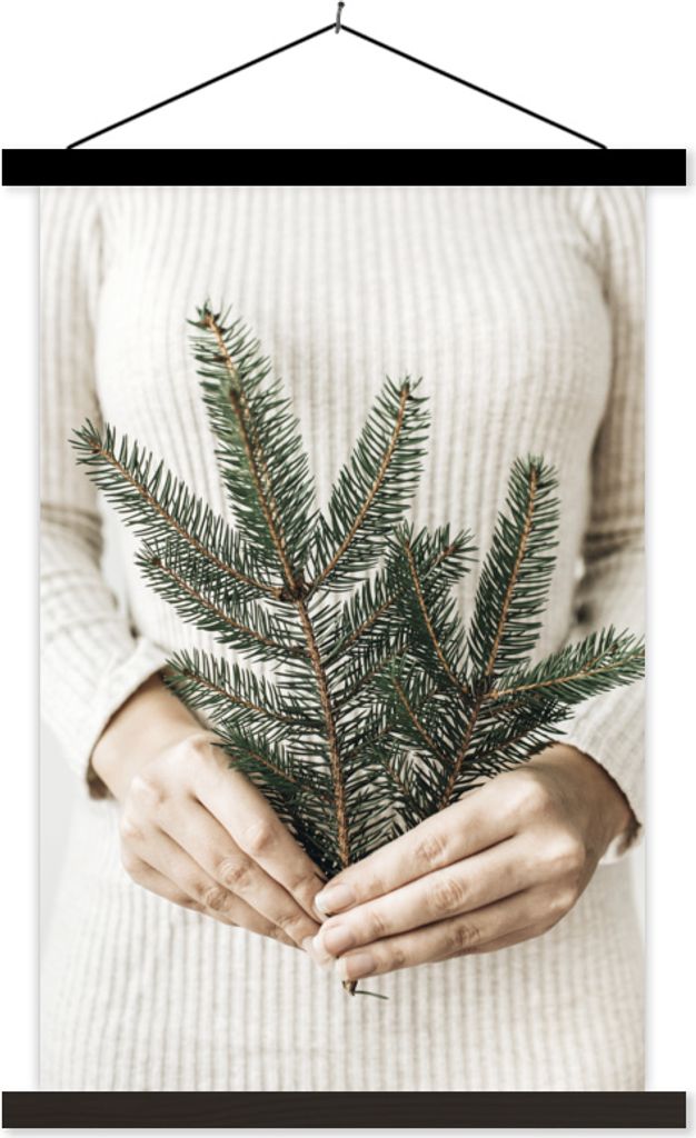 MuchoWow Textilposter Tannenbaum - Zweig - Pullover 120x180 cm mit schwarzem Rahmen - Fotos