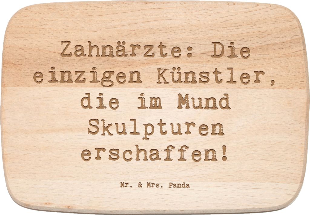 Mr. & Mrs. Panda Holz Schneidbrett Spruch Zahnarzt Künstler - Transparent - Geschenk, Mund, Frühstücksbrett, Schneidebrett, vesperbrett, Berufsg...