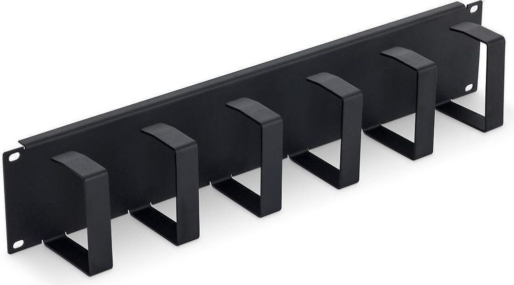 19" Kabelführungsleiste 2HE, 6 Metallbügel, schwarz