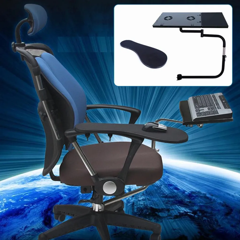 Tablette Clavier pour Chaise avec Support Souris Inclinable Noir Ergonomique