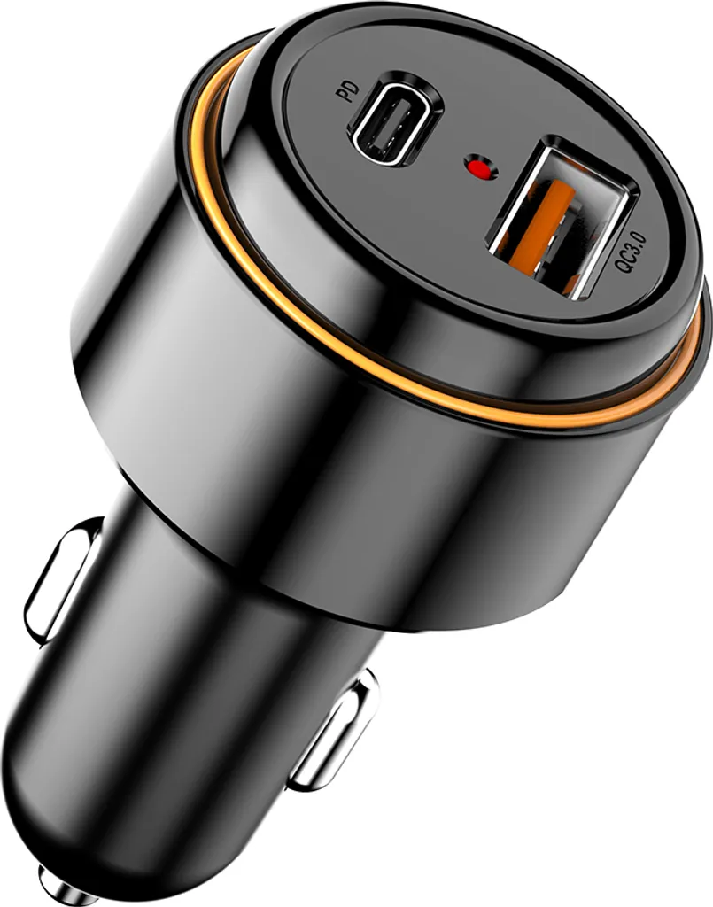 Caricabatteria da auto, caricatore per auto 2 in 1 a due porte, ricarica rapida PD QC 3.0 240 W, carica USB da auto per telefoni cellulari, tablet e dispositivi, adattatore di alimentazione