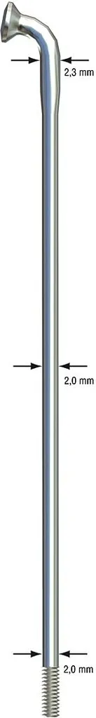 Rayon vélo Sapim Strong 202mm : Inox Strong ED 2.34/2.00mm renforcé